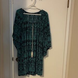 Teal and Black Patterned Dress